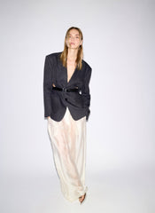Stretch Linen Viscose Side Cut Blazer | Tibi
