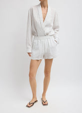 Crinkle Stripe Summer Suiting Pull On Shorts | Tibi
