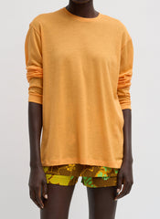 Sheer Crepe Knit Crewneck Unisex Long Sleeve T-Shirt | Tibi