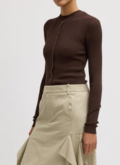 Ribbed Sweater Slim Cardigan | Tibi