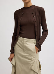 Ribbed Sweater Slim Cardigan | Tibi