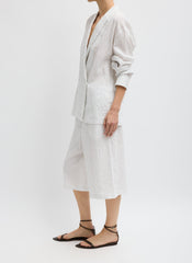 Crinkle Stripe Summer Suiting Relaxed Long Short | Tibi