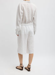 Crinkle Stripe Summer Suiting Relaxed Long Short | Tibi