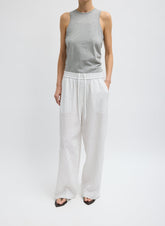Crinkle Stripe Summer Suiting Wide Leg Pull On Pant | Tibi