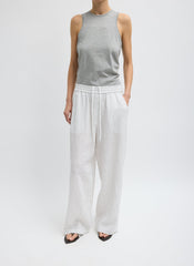 Crinkle Stripe Summer Suiting Wide Leg Pull On Pant | Tibi