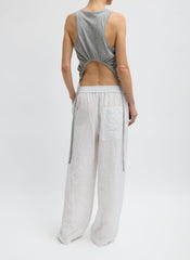 Crinkle Stripe Summer Suiting Wide Leg Pull On Pant | Tibi