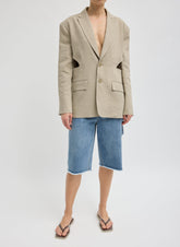 Stretch Linen Viscose Side Cut Blazer | Tibi