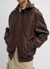 Leather Zip Up Hoodie Jacket | Tibi