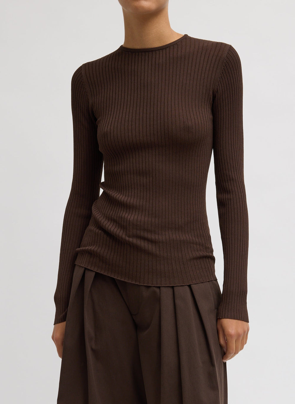 Ribbed Sweater Crewneck Pullover | Tibi