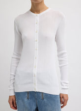 Ribbed Sweater Slim Cardigan | Tibi