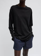 Sheer Crepe Knit Crewneck Unisex Long Sleeve T-Shirt | Tibi