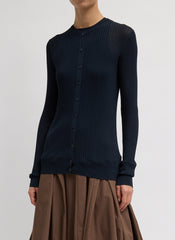 Ribbed Sweater Slim Cardigan | Tibi