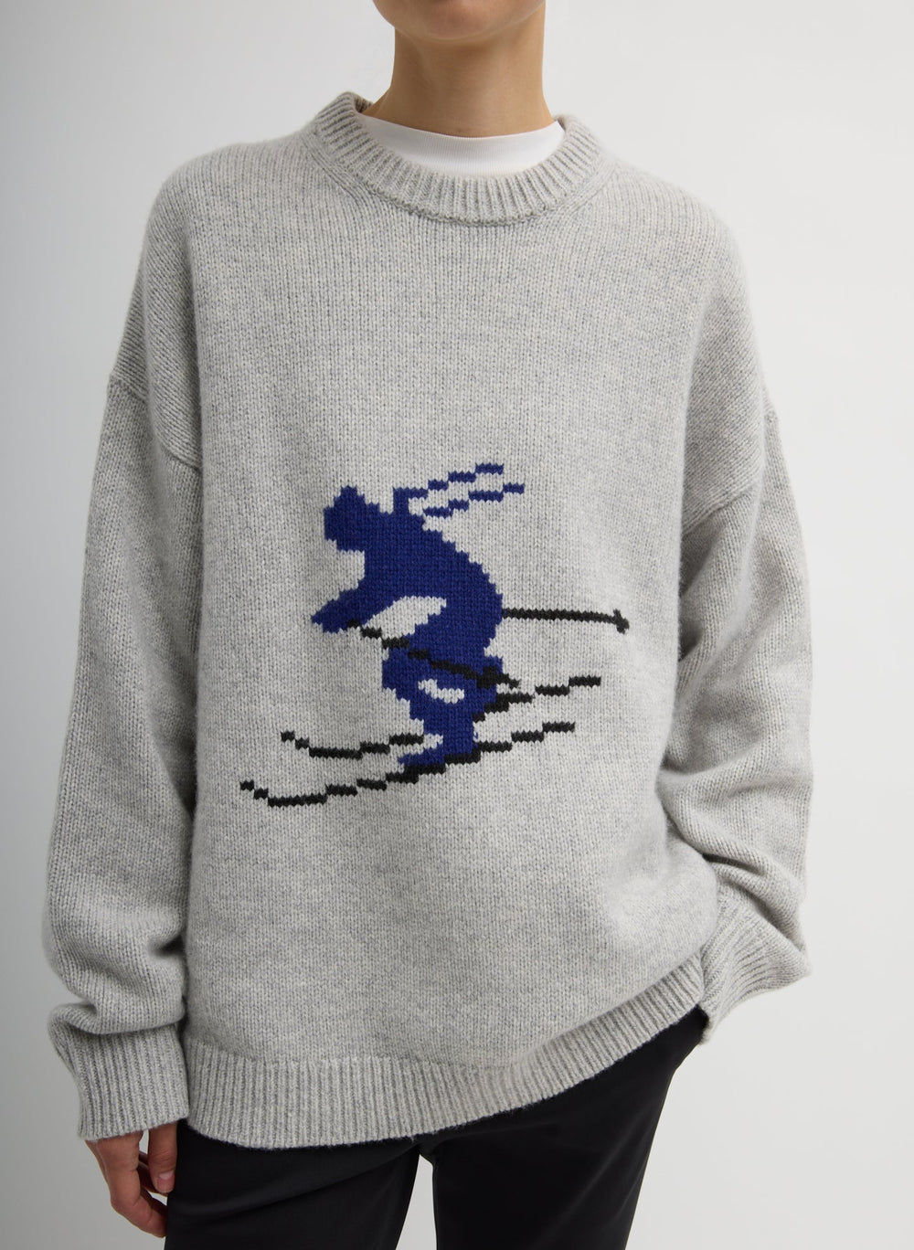 Soft Wool Ski Easy Pullover Crewneck Sweater | Tibi