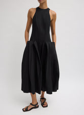 Compact Eco Poplin Pinched Pleat Dress | Tibi