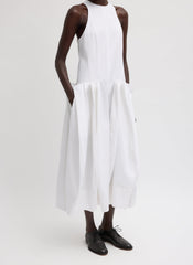 Compact Eco Poplin Pinched Pleat Dress | Tibi