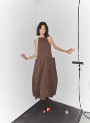 Compact Eco Poplin Pinched Pleat Dress | Tibi