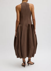 Compact Eco Poplin Pinched Pleat Dress | Tibi