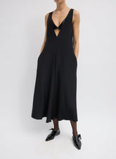 4-Ply Silk V-Neck Dress With Bra | Tibi