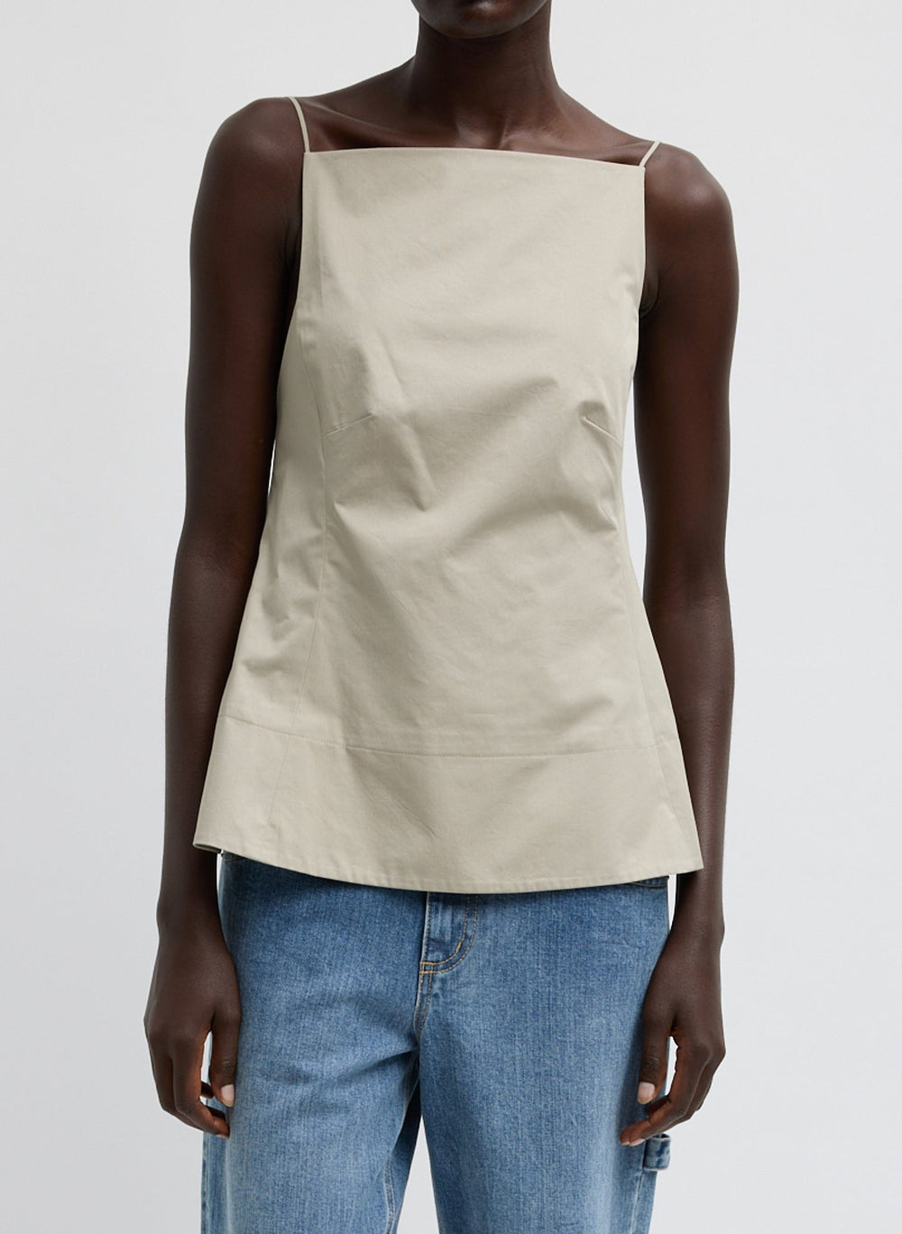 Eco Poplin Strappy Open Back Top | Tibi