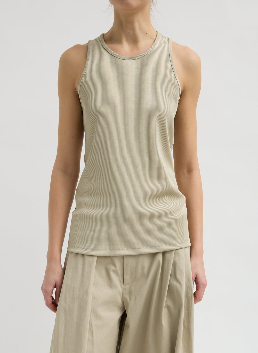 Stretch Luxe Ribbed Tank Top | Tibi