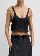 Summer Acetate Crinkle Cropped Tank | Tibi