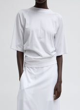 Short Sleeve T-Shirt With Shirred Back | Tibi