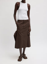 Luxe Spring Twill Tucked Pleat Skirt | Tibi