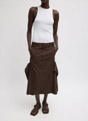 Luxe Spring Twill Tucked Pleat Skirt | Tibi