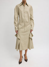Luxe Spring Twill Tucked Pleat Skirt | Tibi