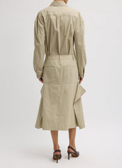 Luxe Spring Twill Tucked Pleat Skirt | Tibi