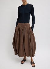 Compact Eco Poplin Pinched Pleat Full Skirt | Tibi