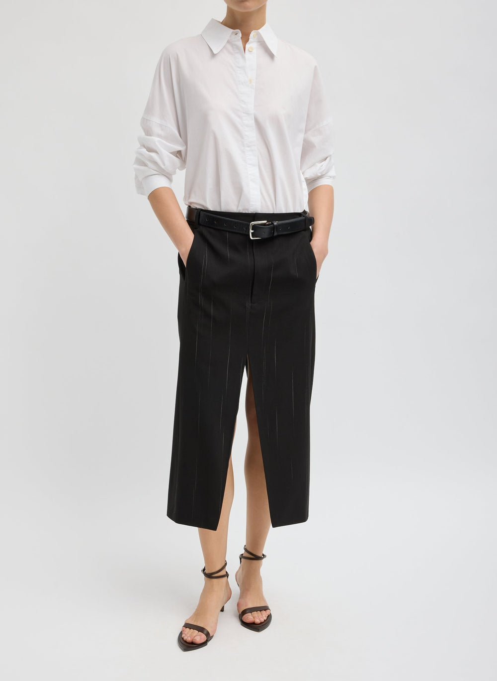 Viscose Suiting Midi Trouser Skirt | Tibi