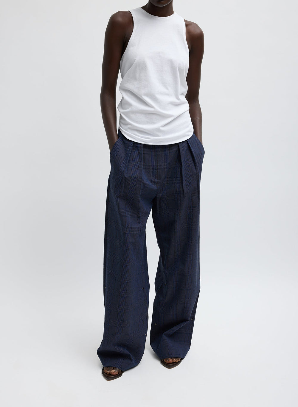 Menswear Crepon Stella Full Length Pant | Tibi