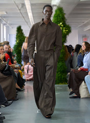 Luxe Spring Twill Tucked Pleated Wide Leg Trouser | Tibi