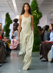 Luxe Spring Twill Tucked Pleated Wide Leg Trouser | Tibi