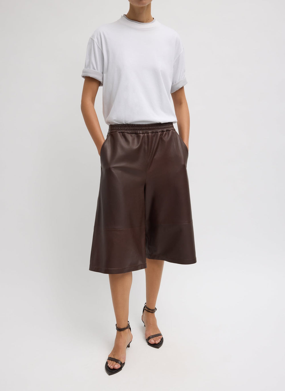 Leather Relaxed Long Short | Tibi