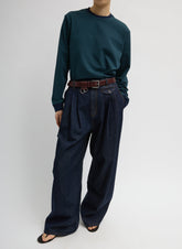 Indigo Denim Triple Pleat Jean | Tibi