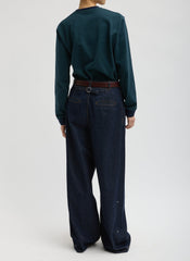 Indigo Denim Triple Pleat Jean | Tibi