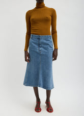 Classic Denim Sculpted Silke Skirt | Tibi