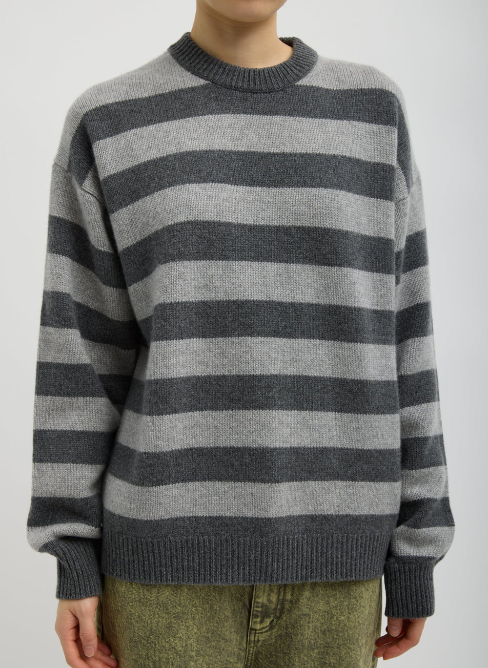 Striped Cashmere Crewneck Easy Pullover | Tibi