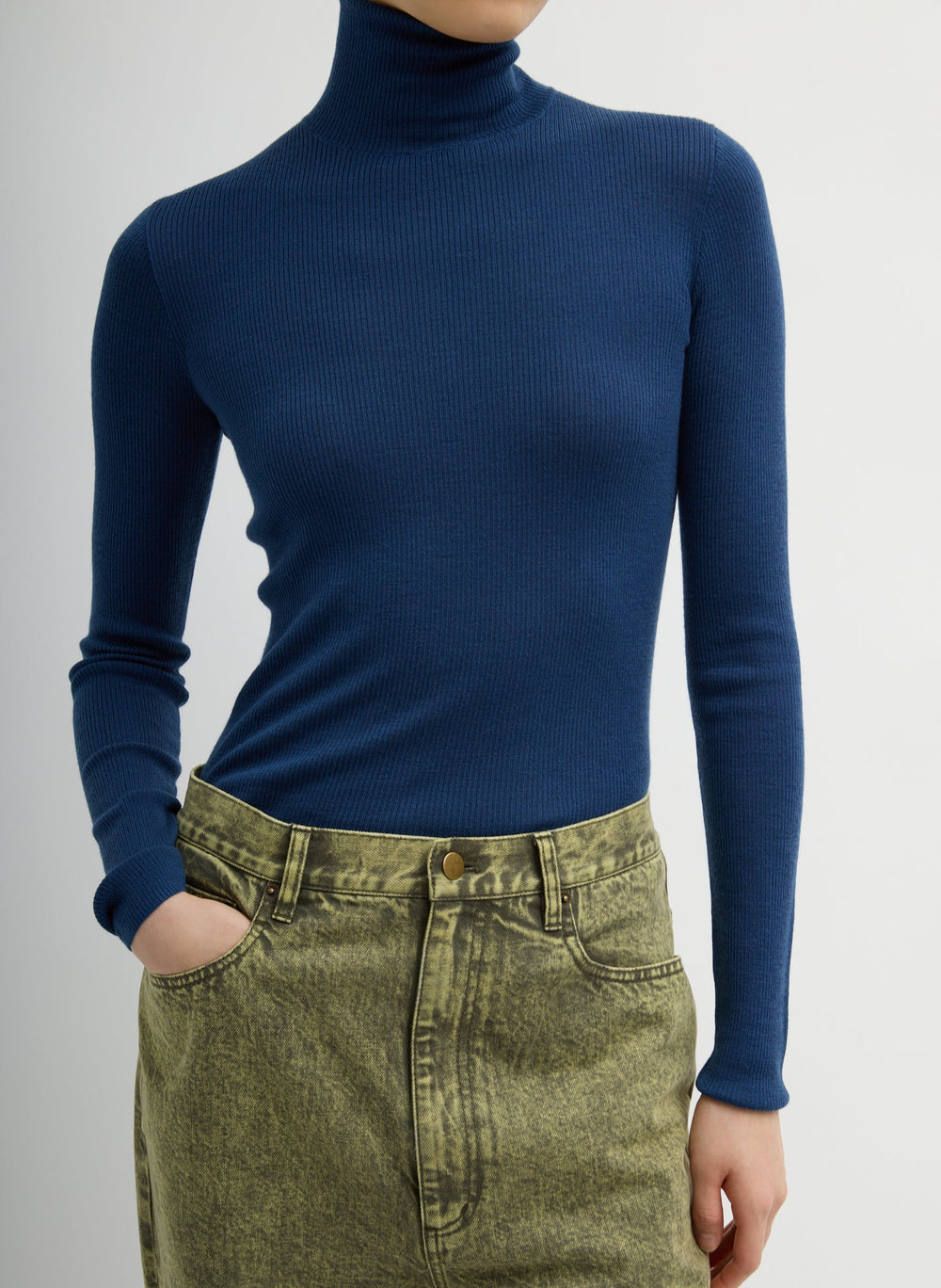 Featherweight Ribbed Sweater Turtleneck Pullover | Tibi