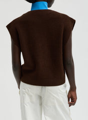 Cardigan Stitch Sweater Vest With Removable Dickie | Tibi