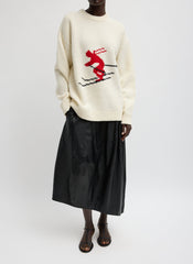 Soft Wool Ski Easy Pullover Crewneck Sweater | Tibi