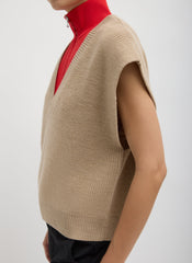 Cardigan Stitch Sweater Vest With Removable Dickie | Tibi