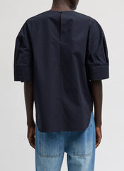Compact Eco Poplin Reverse Sleeve Top | Tibi