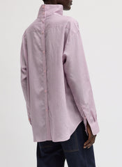 Ultra Light Silk Tencel Striped Funnel Neck Shirt | Tibi