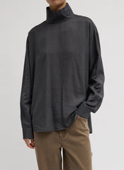 Ultra Light Silk Tencel Funnel Neck Shirt | Tibi