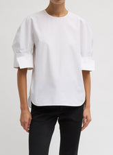 Compact Eco Poplin Reverse Sleeve Top | Tibi