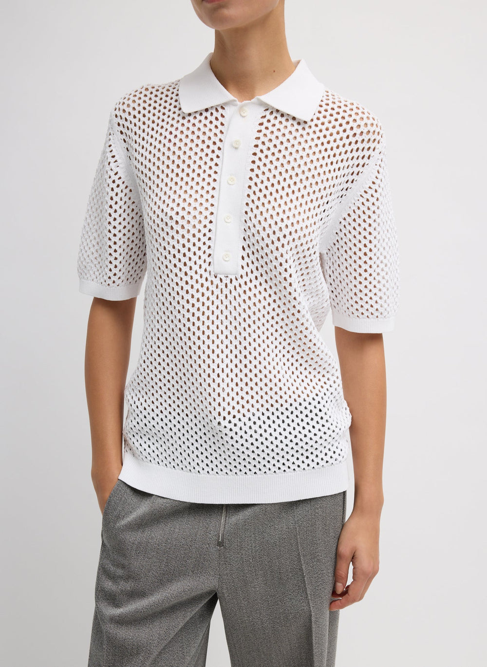 Crochet Netting Slim Polo | Tibi
