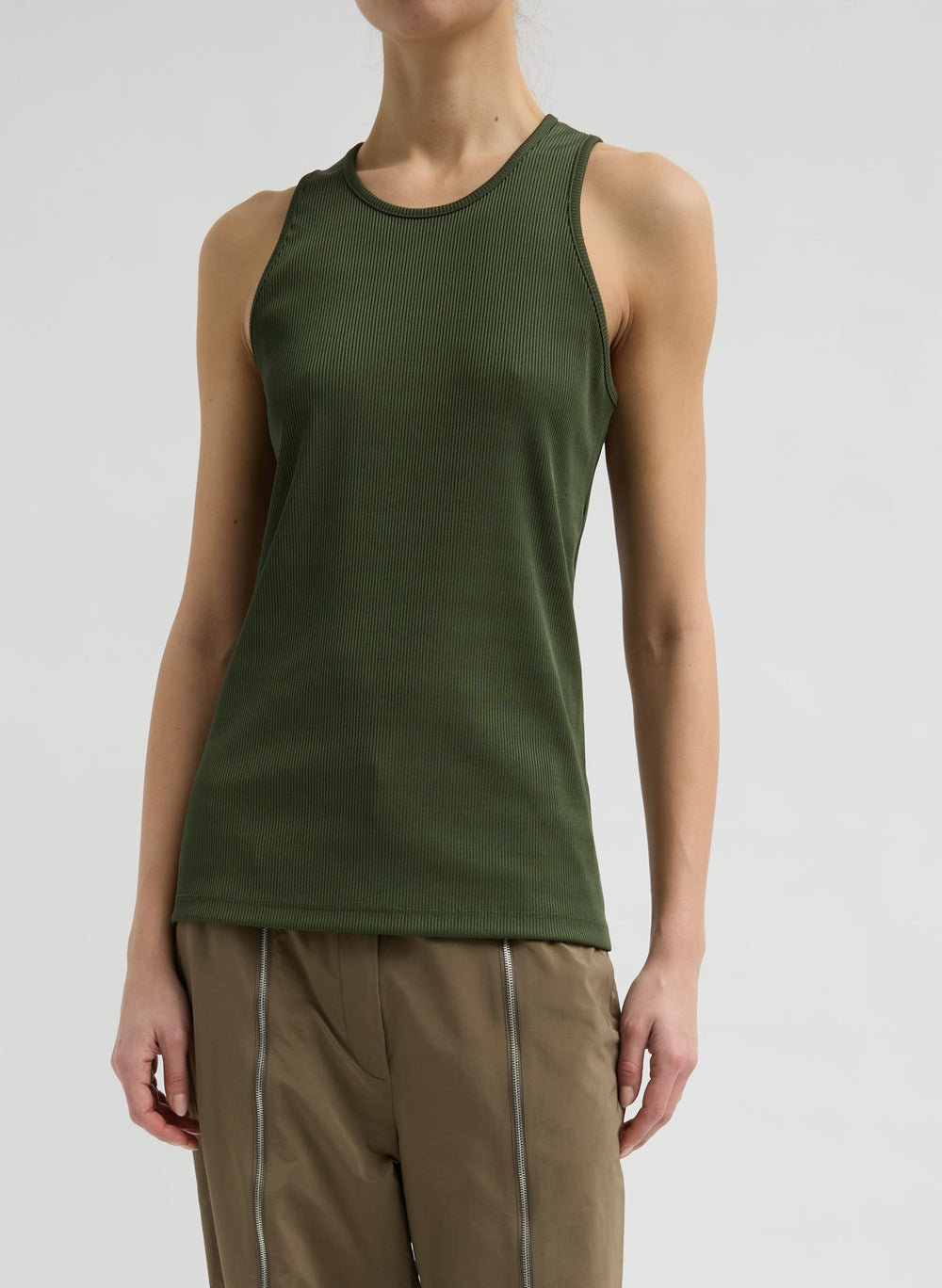 Stretch Luxe Ribbed Tank Top | Tibi